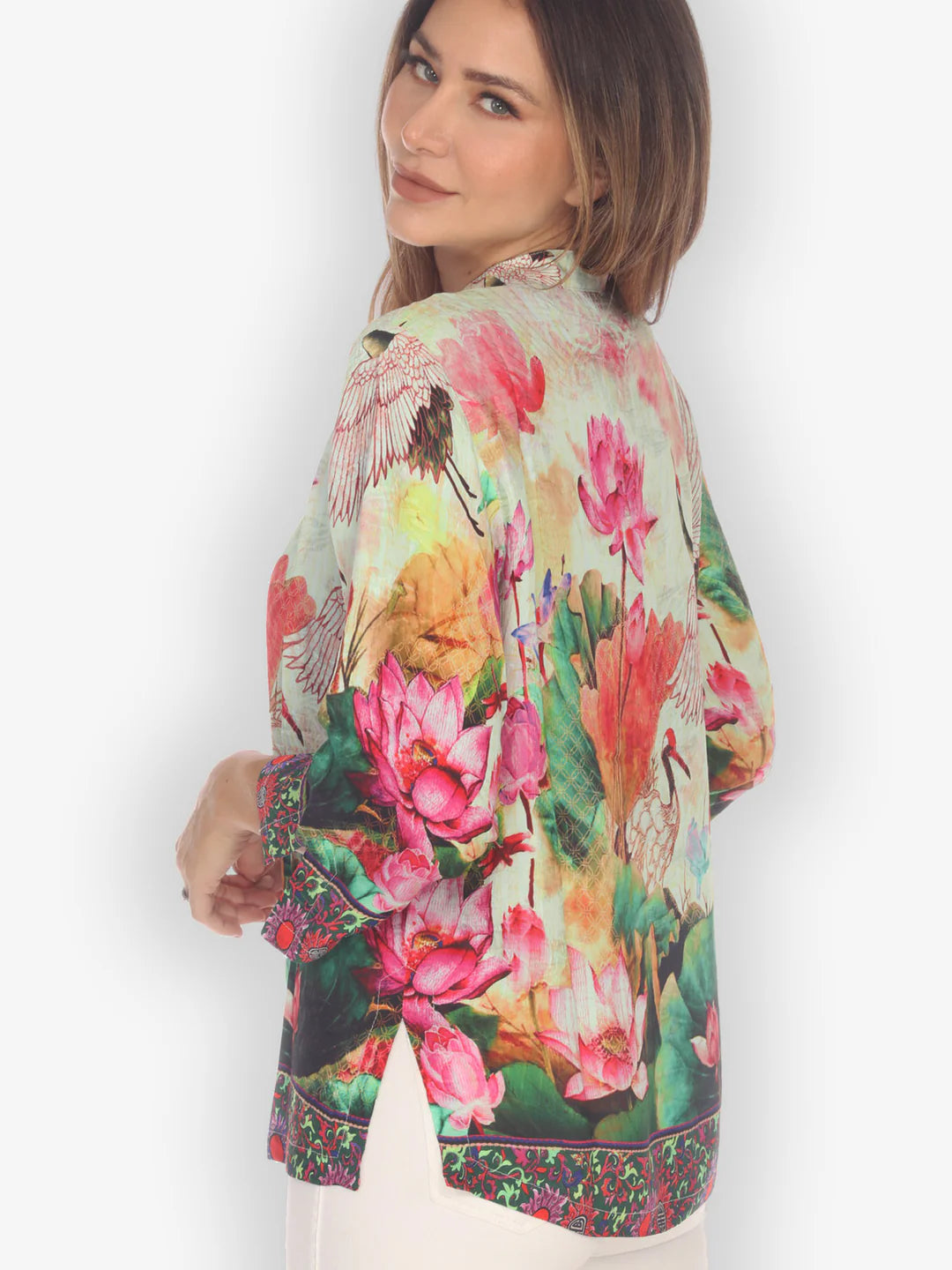 Citron "Wild Crane TP" Silk Blouse - 1213WCTP