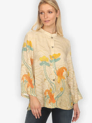 Citron "Water Lily Koi Beige" Silk Blouse - 1213WLKB