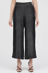 DAMEE WIDE LEG CHAMBRAY PANTS - 1222-BLK
