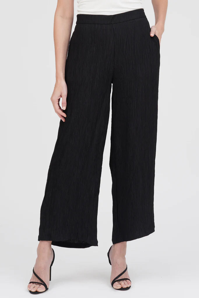 DAMEE WIDE LEG CRINKLE PANTS - 1223-BLK
