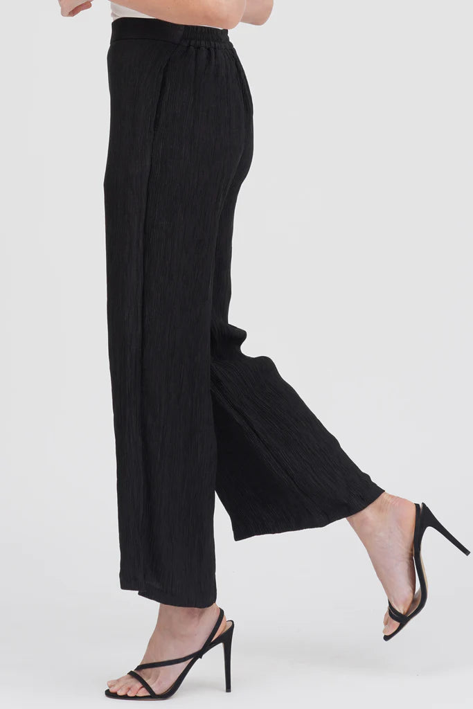 DAMEE WIDE LEG CRINKLE PANTS - 1223-BLK