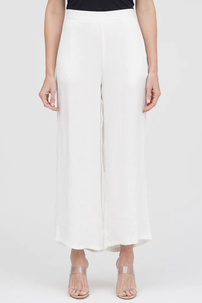 DAMEE WIDE LEG CRINKLE PANTS - 1223-WHT