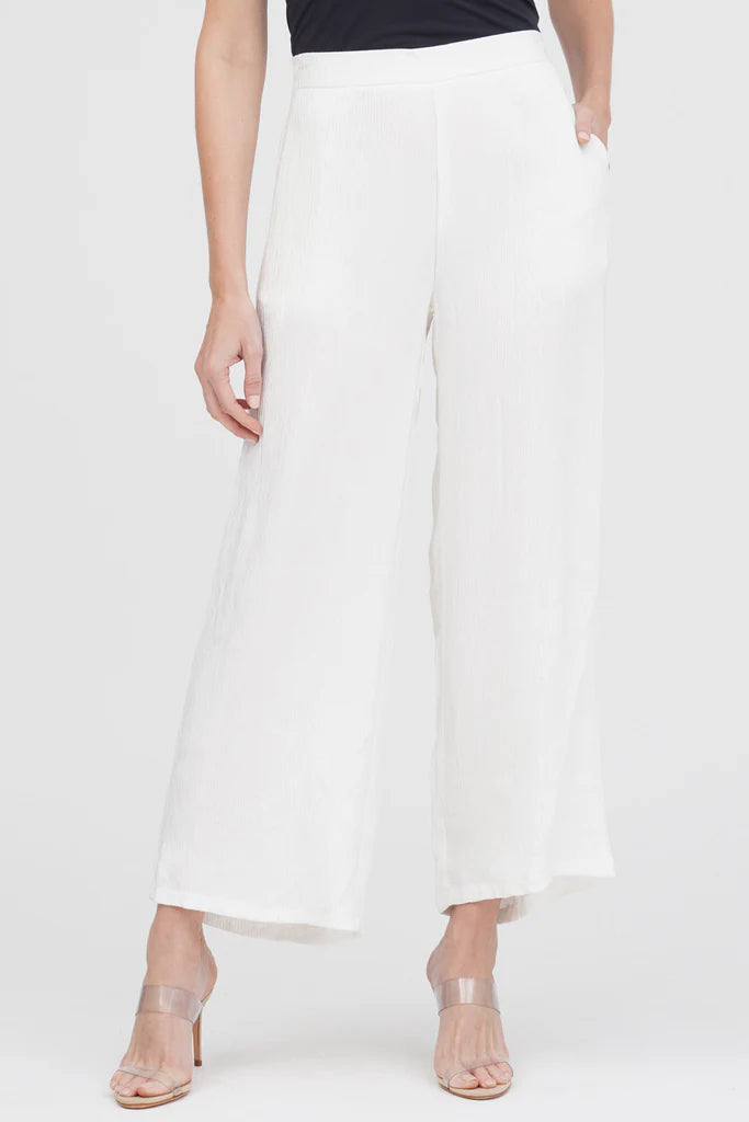 DAMEE WIDE LEG CRINKLE PANTS - 1223-WHT