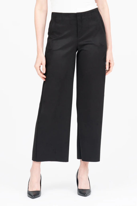 DAMEE MICROSUEDE WIDE LEG PULL ON PANTS - 1224- BLK