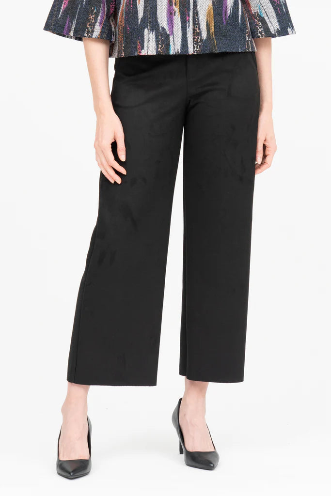 DAMEE MICROSUEDE WIDE LEG PULL ON PANTS - 1224- BLK