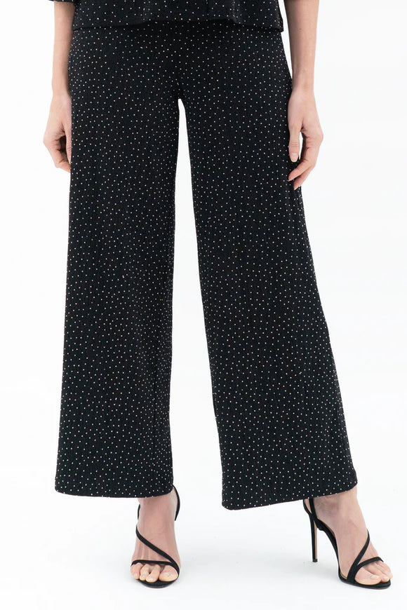 DAMEE WIDE LEG RHINESTONE PANTS - 1226 - BLK