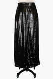 DAMEE METALLIC EYELASH FRINGE WIDE LEG PANTS - 1229-BLK