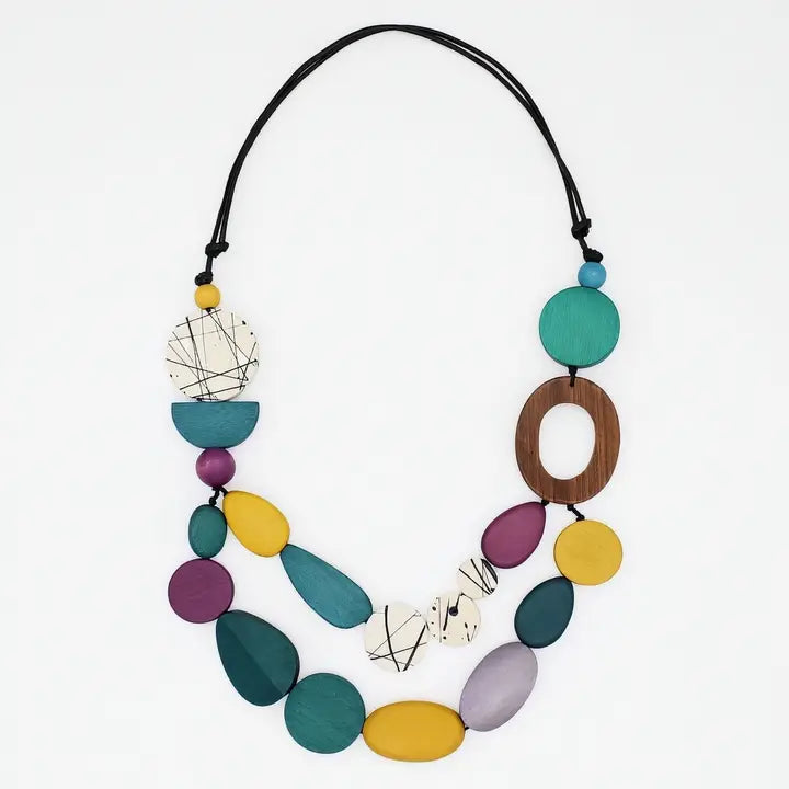 SYLCA Grove Wooden Statement Necklace - BP26N12 - CONFETTI