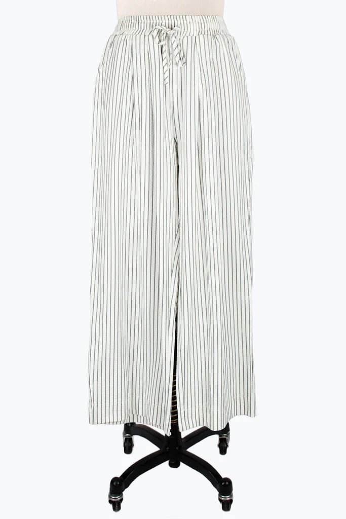 DAMEE STRIPE SEERSUCKER WIDE PANTS - 1231-WHT