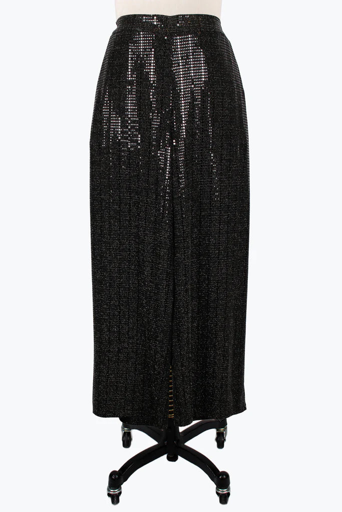 DAMEE DISCO SEQUIN WIDE LEG PANTS - 1234-BLK