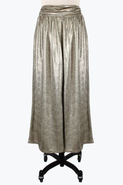 DAMEE METALLIC RUCHED WAIST WIDE LEG PANTS - 1235-CGD