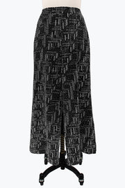 DAMEE GEOMETRIC SILVER AND BLACK WIDE LEG RHINESTONE PANTS - 1236 - SILVER
