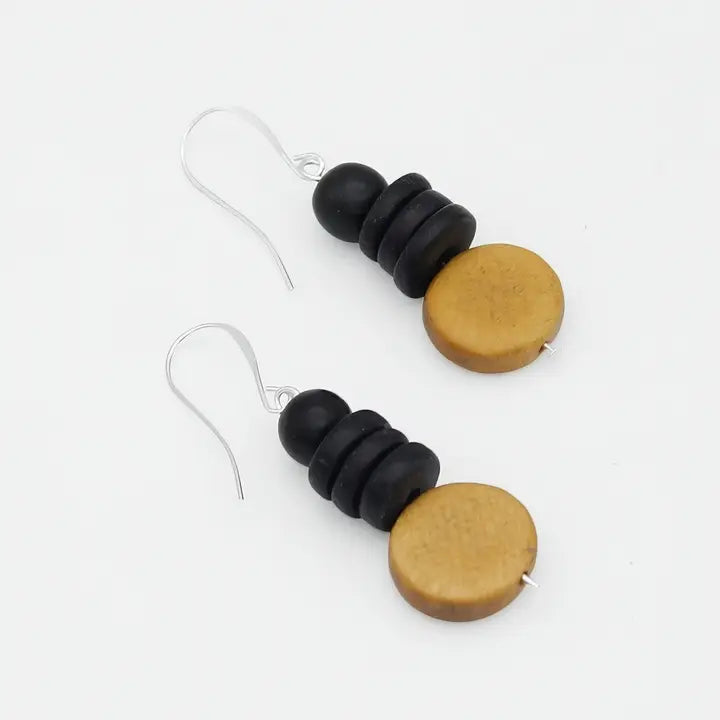 SYLCA Mustard and Black Dusk Earrings - SD25E27 - MUSTARD