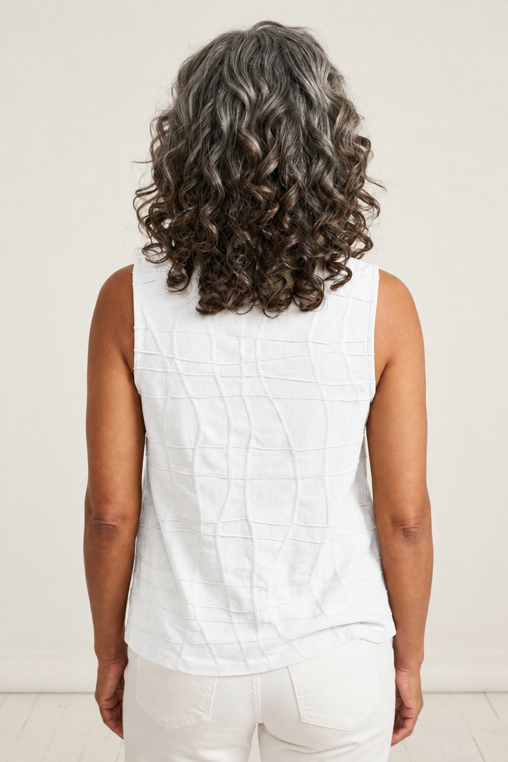 Habitat Wavy Knit Cowl Tank Top - 13002 - WHITE