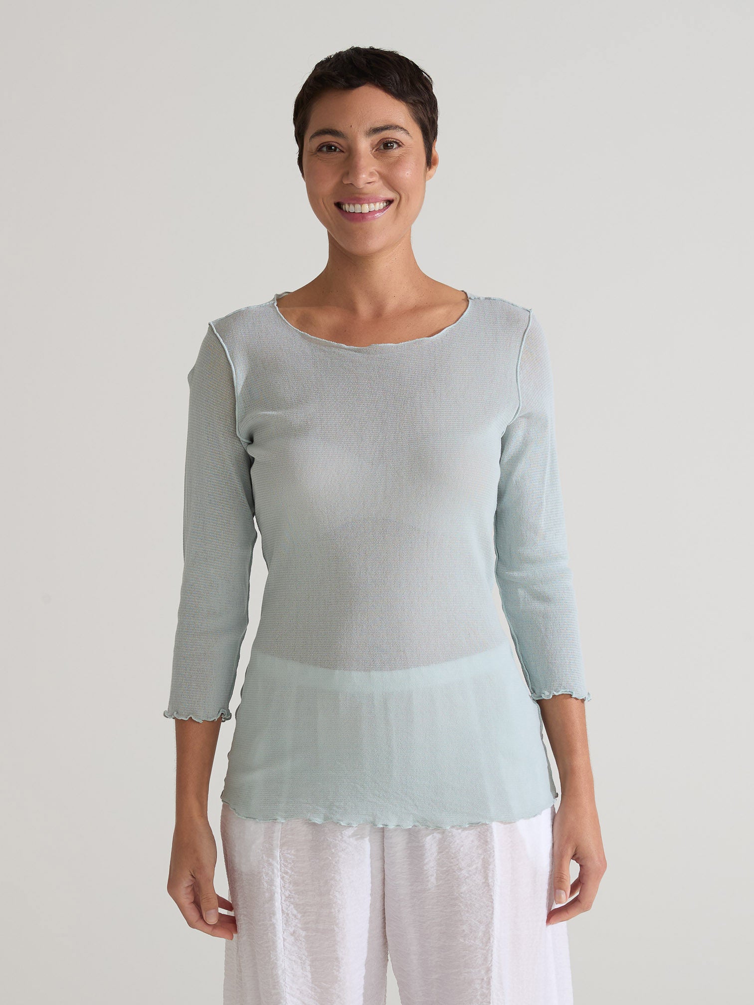 CUT LOOSE - Tulle 3/4 Slv Pearl Edge Top - 1387922