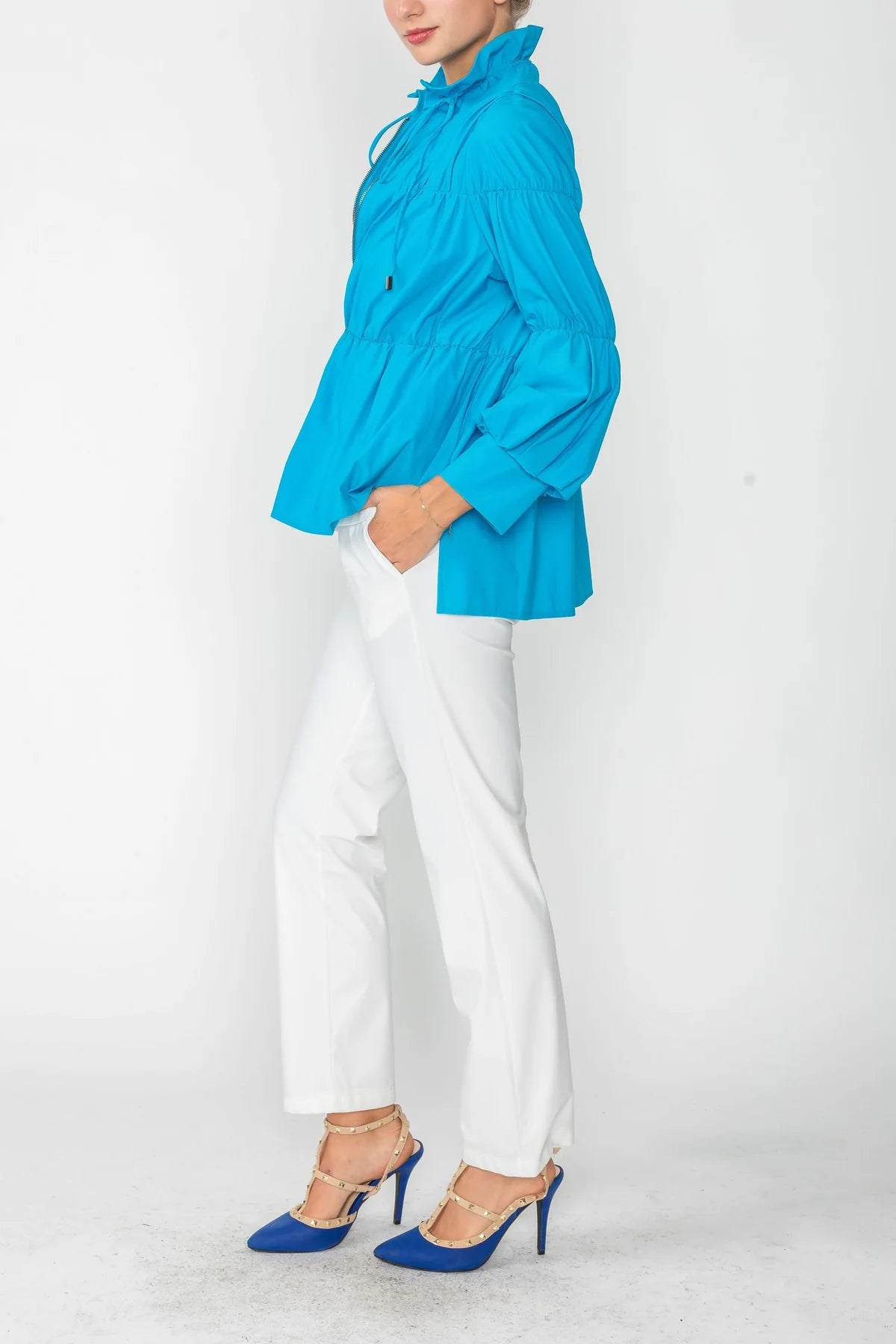 IC COLLECTION Jacket- 1395J- TURQUOISE