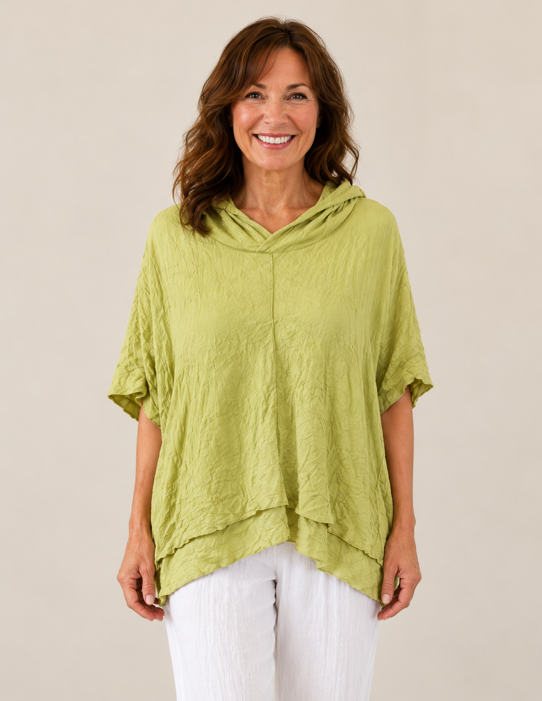 Vine Street Asymmetric Crinkle Hoody - 792 - LIME