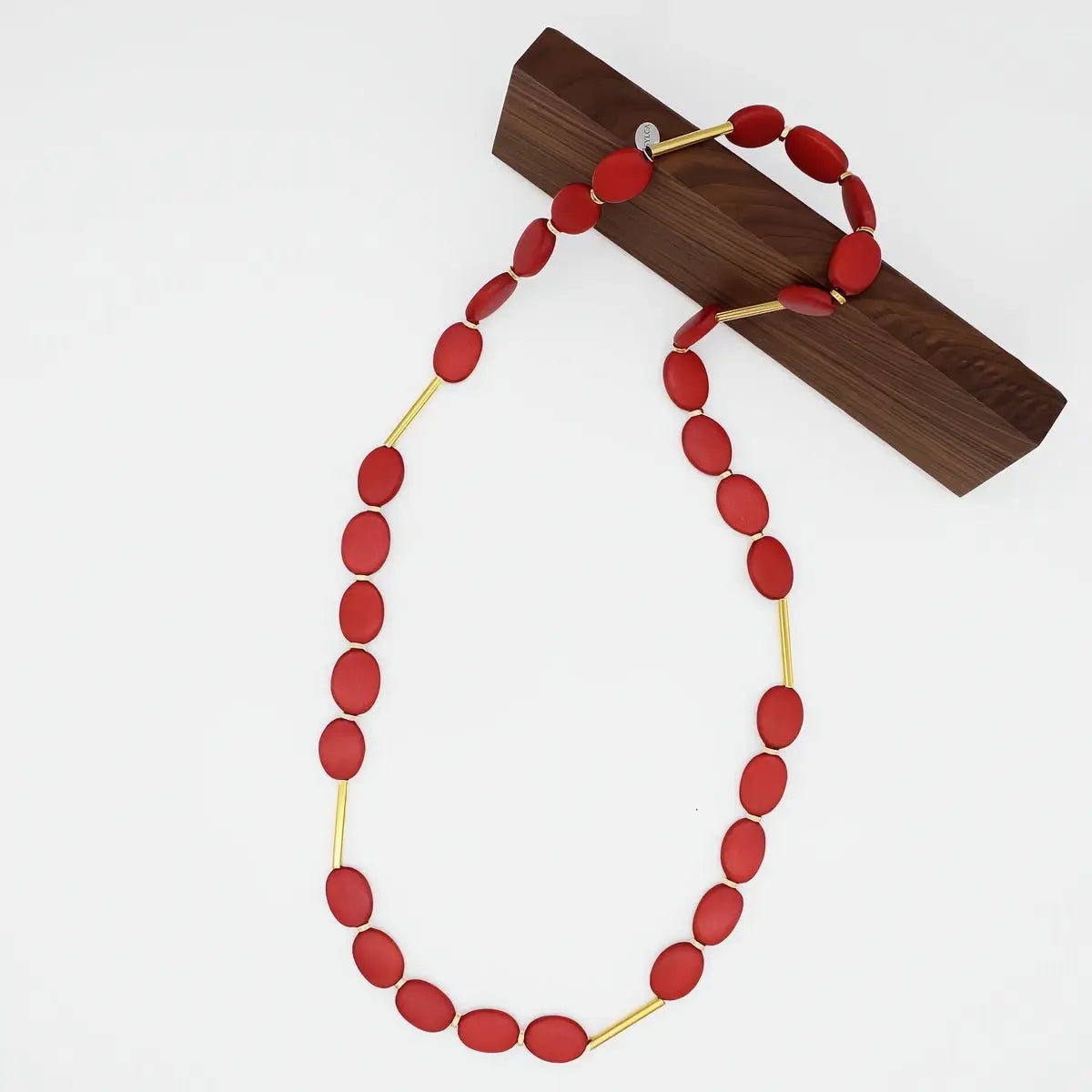 SYLCA Coral Blair Oval Bead Necklace