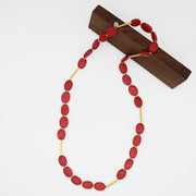 SYLCA Coral Blair Oval Bead Necklace