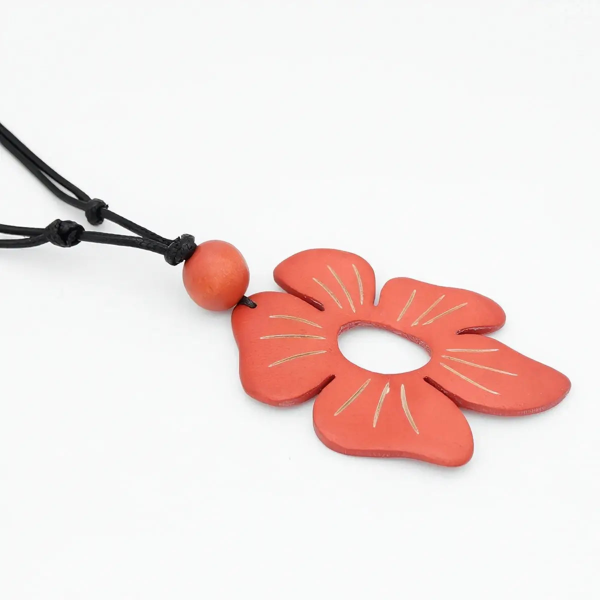 SYLCA Coral Hibiscus Flower Pendant