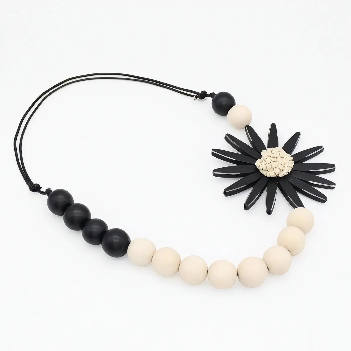 SYLCA Chunky Black Flower Statement Necklace - SD24N23 - BLACK