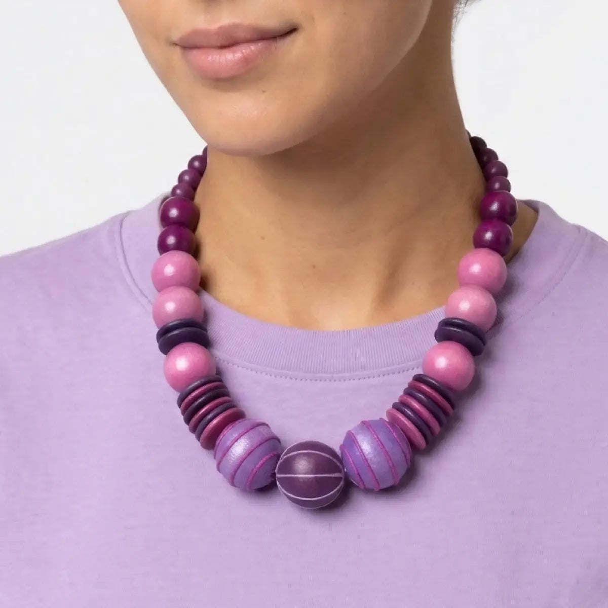 SYLCA Pink Elowen Bead Necklace - SD25N53 - PINK