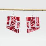 SYLCA Reva Red and White Painted Grid Earrings
