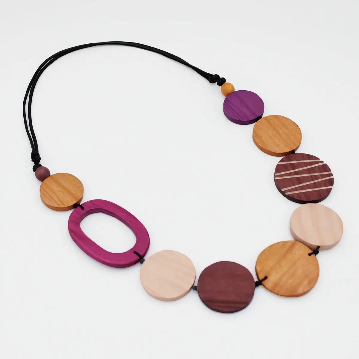 SYLCA Parker Spice Round Bead Wood Necklace