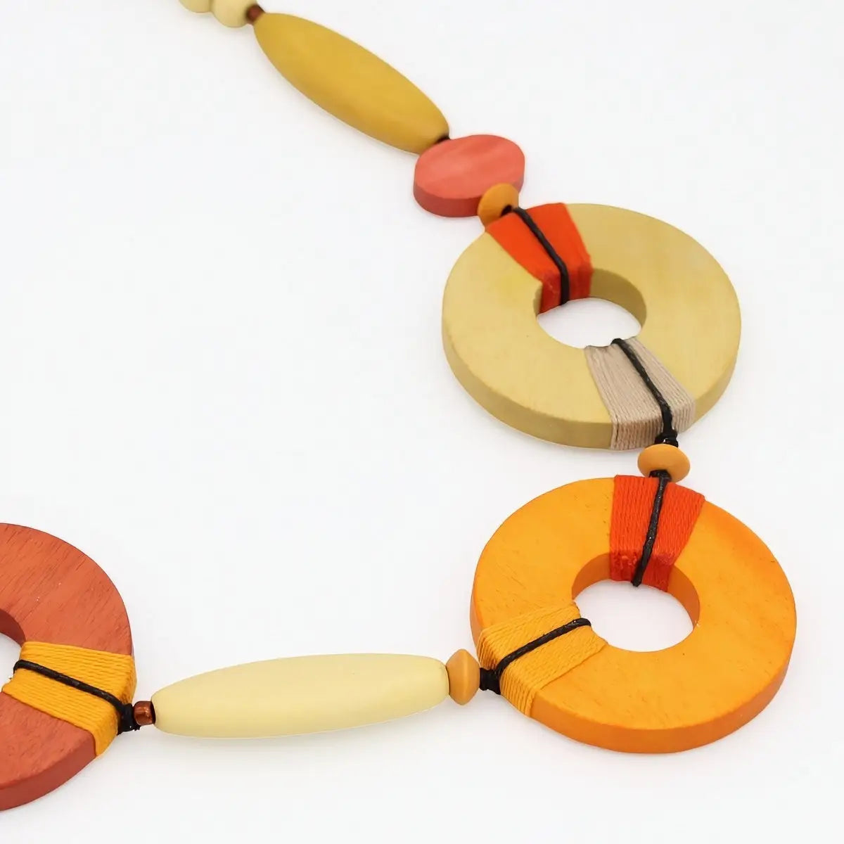 SYLCA Saylor Orange Wood Open Bead Necklace