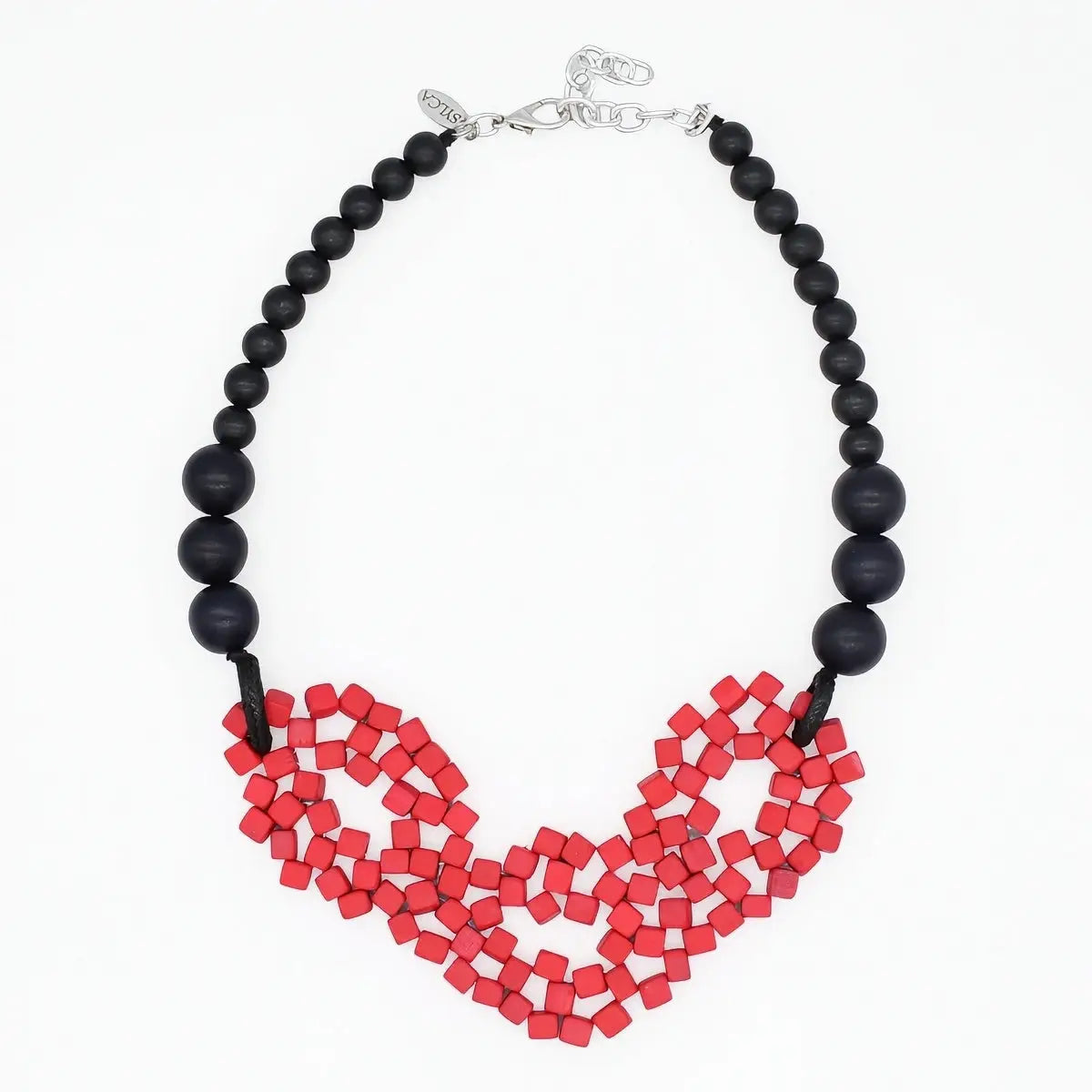 SYLCA Raspberry Mosaic Statement Necklace - SD26N20 - RED