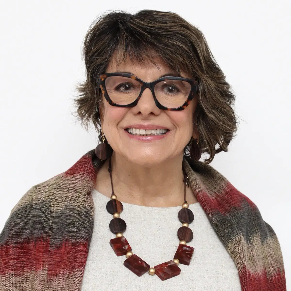 SYLCA Mixed Bead Brown and Gold Esme Necklace