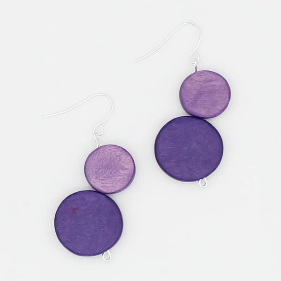 SYLCA Purple Georgie Two Bead Drop Earrings