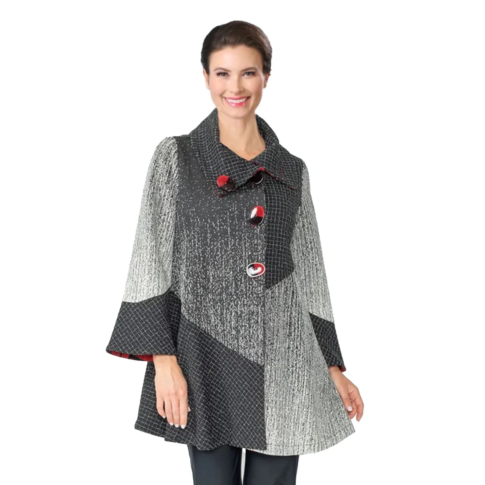 IC COLLECTION Jacket - 6907J - BLACK AND RED