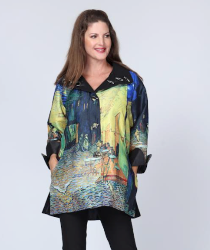 Oopera Reversible Raincoat - CAFE TERRACE AT NIGHT BY VINCENT VAN GOGH 1888 - J8839RW-1