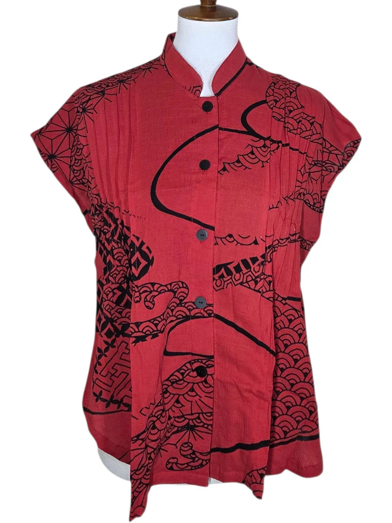 Yasuko Pintuck Blouse - KW-126 - Red