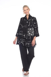 MOONLIGHT Multi Pattern Black & White Button Shirt - 3031