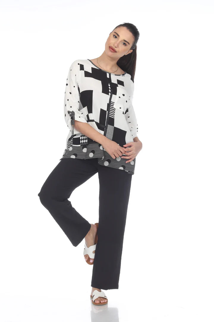 MOONLIGHT Multi Pattern Black and White Tunic - 3005