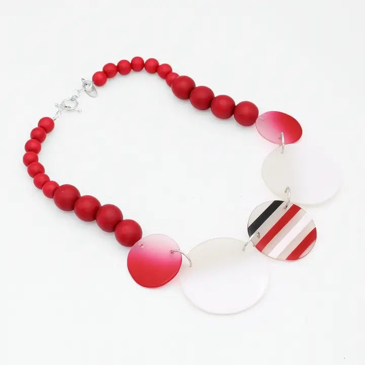 SYLCA Red Mirage Statement Necklace - SD26N13 - RED
