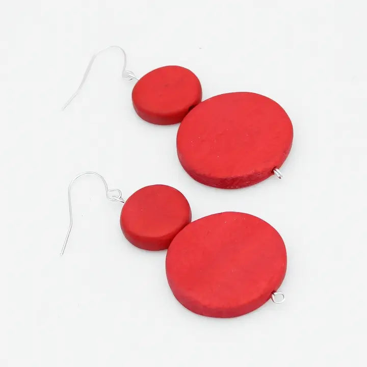 SYLCA Red Double Bead Sarah Earrings - SD18E65 - RED