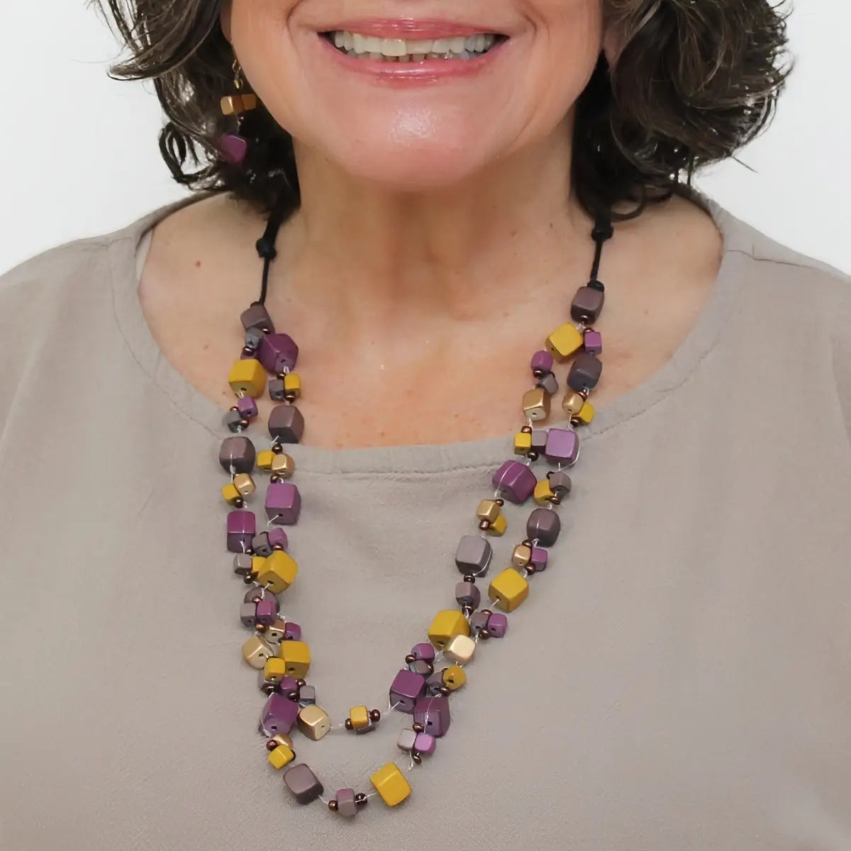 SYLCA Merlot Lia Floating Bead Necklace