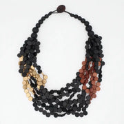 SYLCA Midnight Mosaic Wooden Statement Necklace - LS26N33 - BLACK