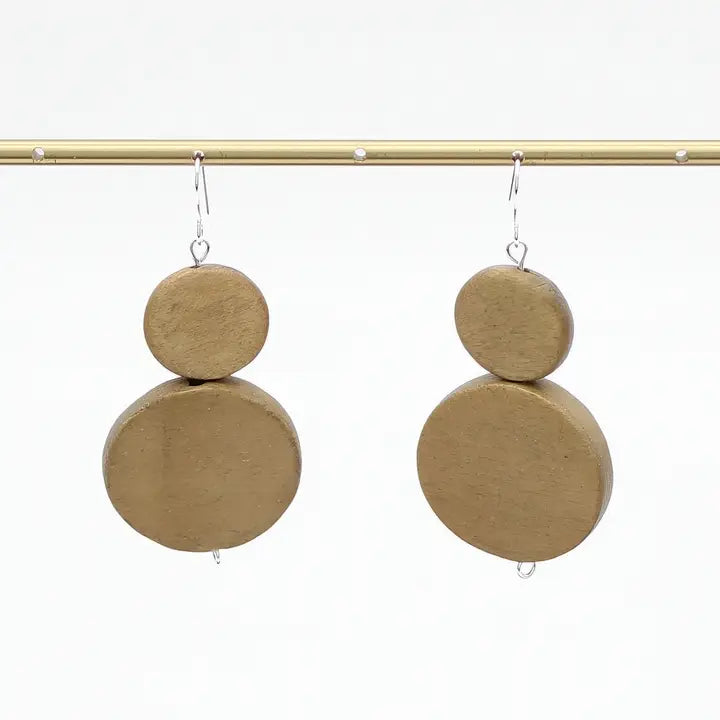 SYLCA Light Brown Double Bead Sarah Earrings - SD18E65 - LIGHT BROWN