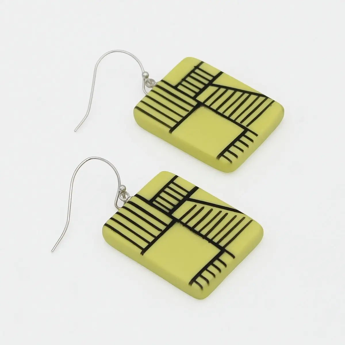 SYLCA Chartreuse Geovibe Drop Earring - LS25E22 - CHARTREUSE