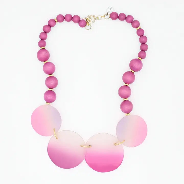 SYLCA Pink Mirage Statement Necklace - SD26N13 - PINK