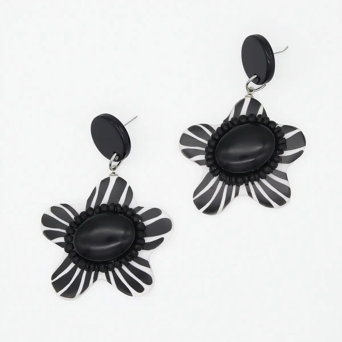 SYLCA Black Blossom Daisy Earrings - LS26E02 - BLACK