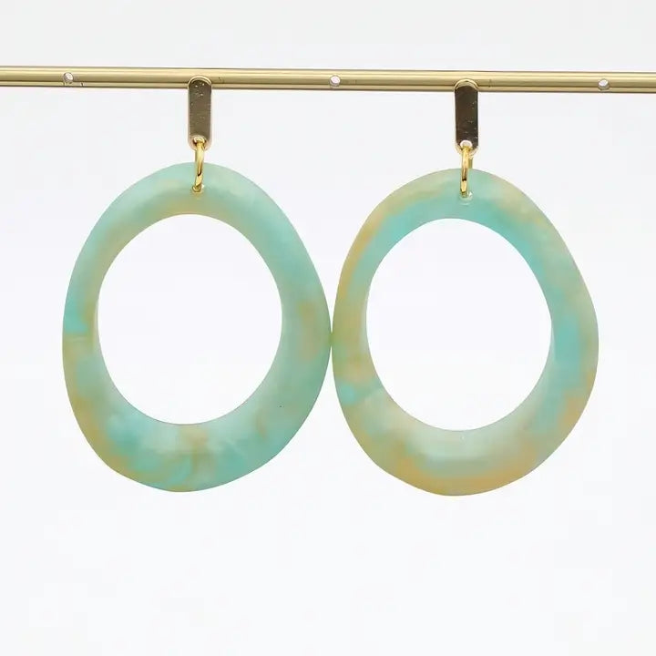 SYLCA Tidal Glow Oval Earring - SD26E05 - TEAL