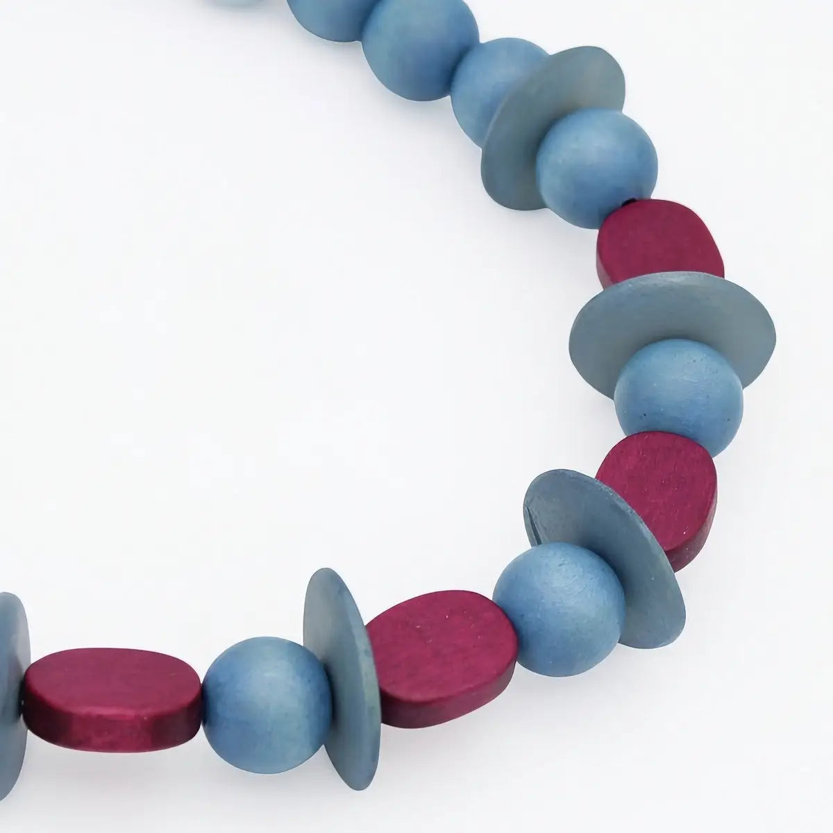 SYLCA Magenta and Blue Wood Statement Necklace - SD25N63 - MAGENTA