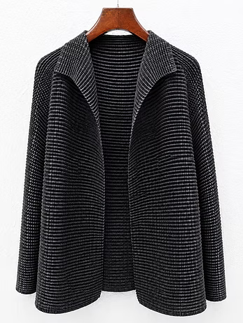 Vanite Couture Pleated Texture Jacket - 2159 - BLACK