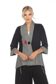 MOONLIGHT Black & Red Split Stripe One Button Front Jacket - 2176L