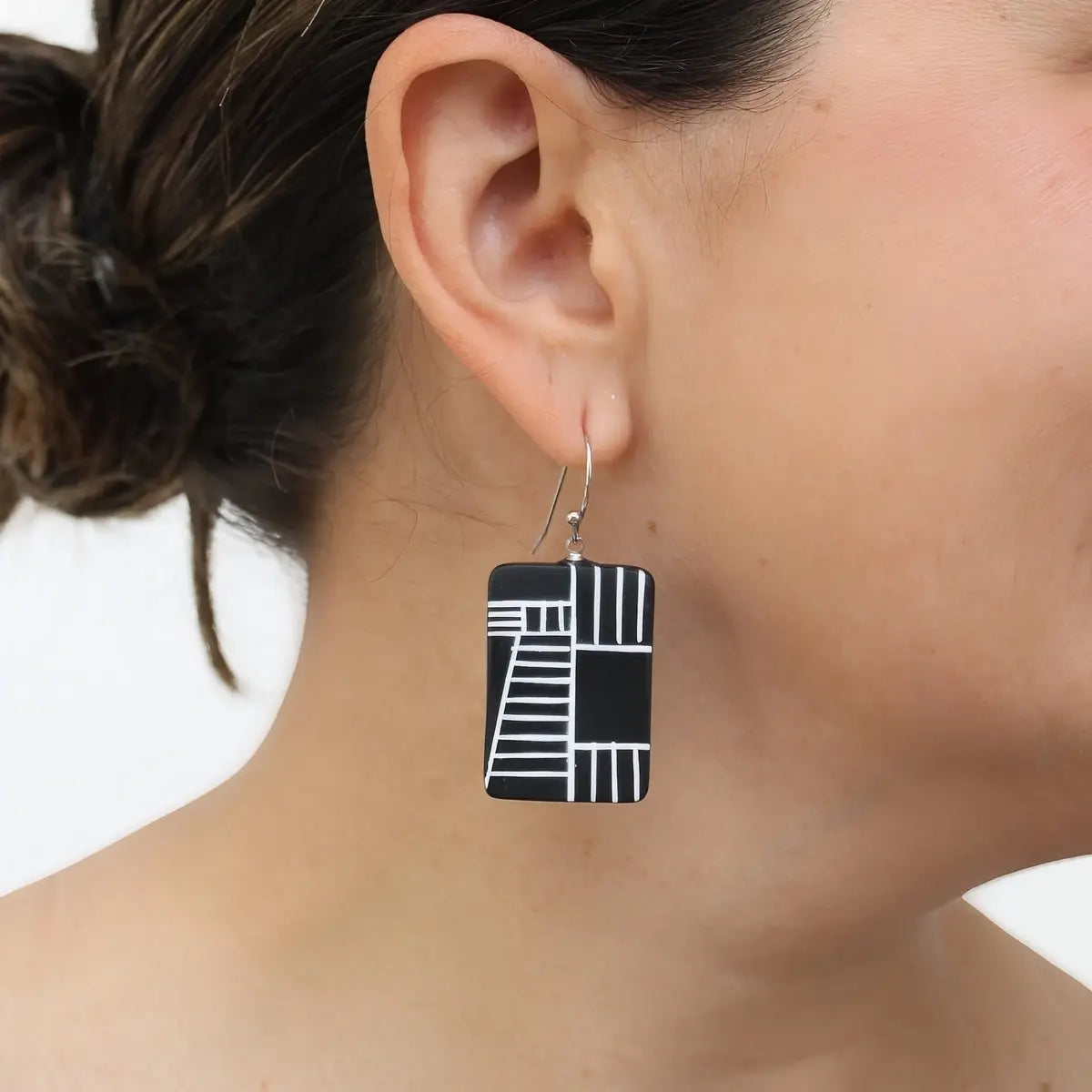 SYLCA Black Geovibe Drop Earring - LS25E22 - BLACK